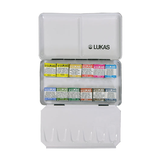 LUKAS Aquarell 1862 Set Metallkasten (12 halbe Näpfchen)