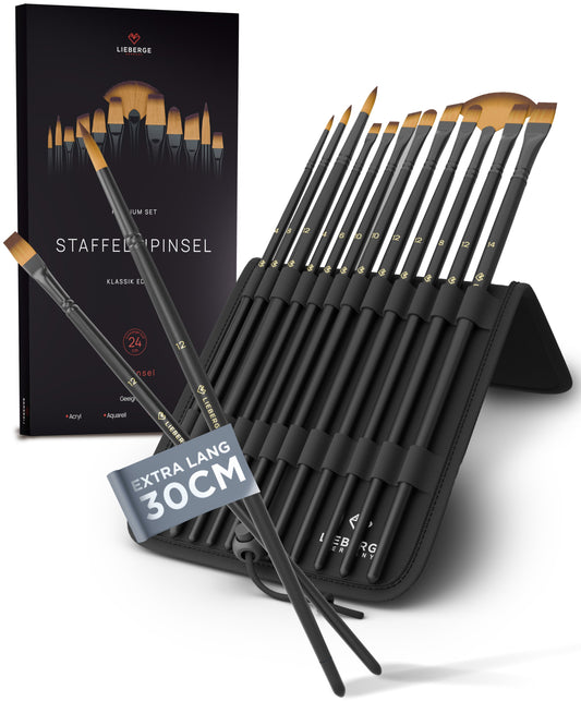 LIEBERGE PREMIUM SET Staffeleipinsel (12 Pinsel) im Aufstell-Etui