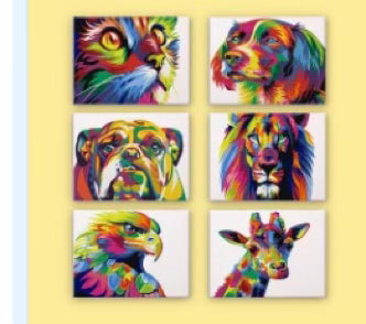 Mini Malen-nach-Zahlen-Set – „Farbenfrohe Tiere“ (6 Motive, 15x20 cm) 🎨🐾