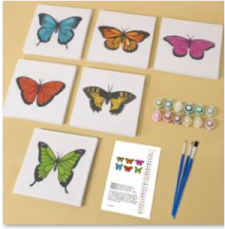 Mini Malen-nach-Zahlen-Set – „Schmetterlingszauber“ (6 Motive, 15x15 cm)