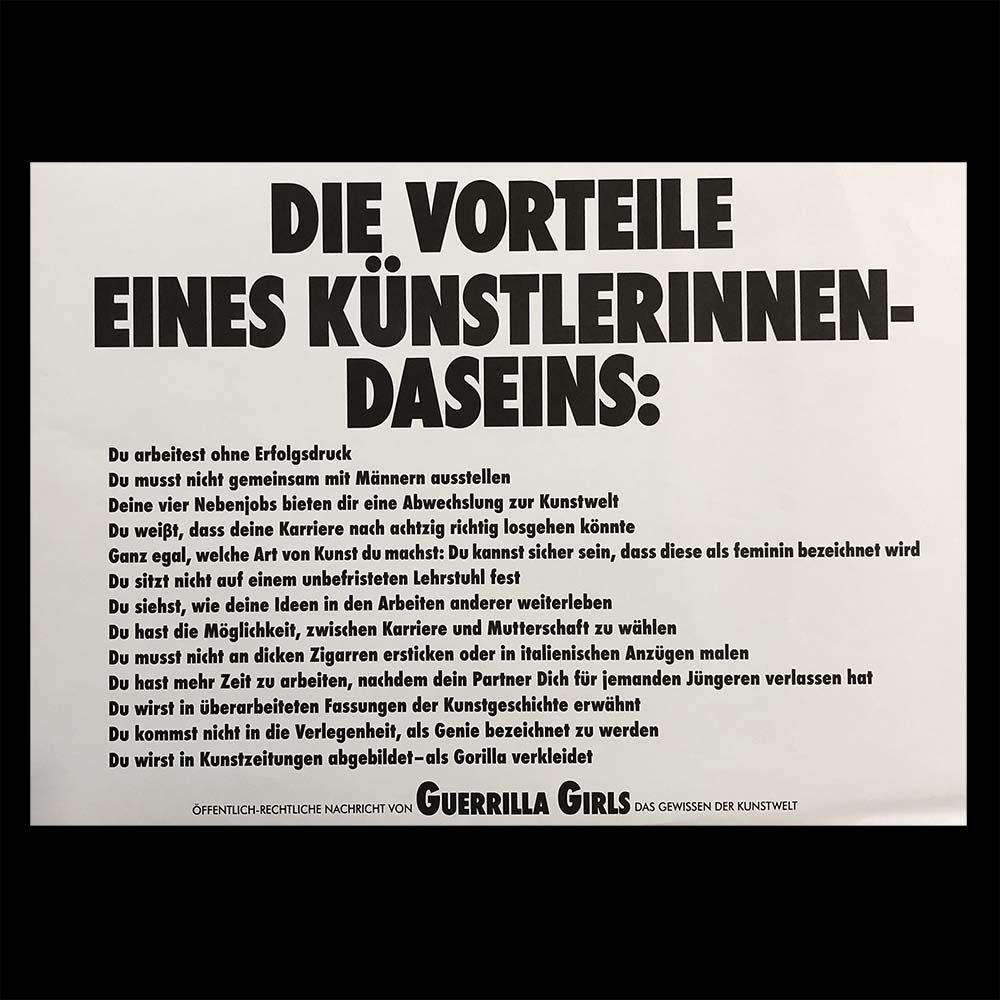 <poster> Die Vorteile eines Künslterinnendaseins