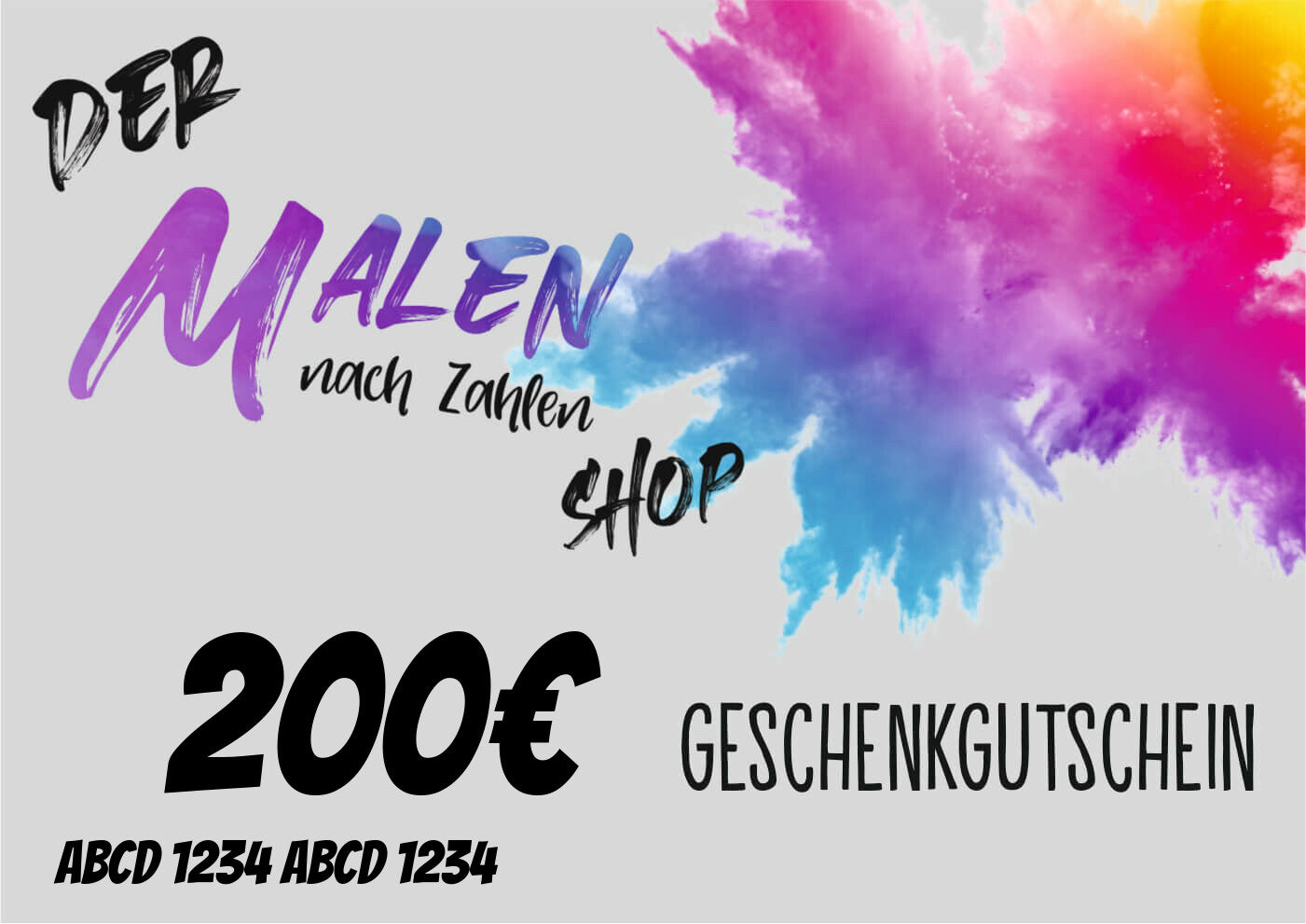 Malen nach Zahlen - Geschenkgutschein iziGift Der malen nach Zahlen Shop 200€