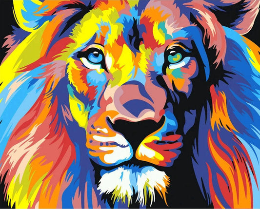 Malen nach Zahlen - Bunter Löwe Der Malennachzahlen shop