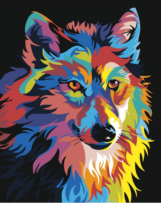 Malen nach Zahlen - Bunter Wolfshund Der Malennachzahlen shop