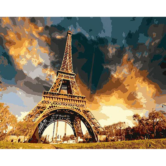 Malen nach Zahlen - Eiffelurm im Woklenflug Der Malennachzahlen shop 