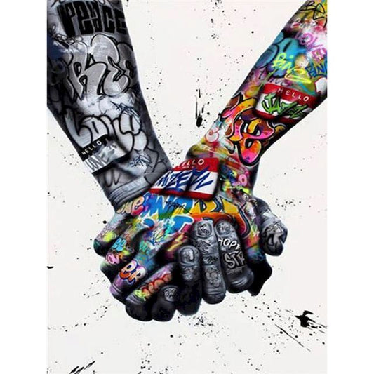 Malen nach Zahlen - Graffiti Hand in Hand Der Malennachzahlen shop 