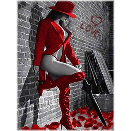 Malen nach Zahlen - Lady in red Der Malennachzahlen shop