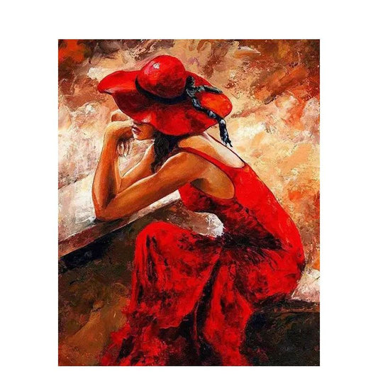 Malen nach Zahlen - Lady in red Der Malennachzahlen shop