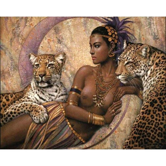 Malen nach Zahlen - Nackte Frau mit Leoparden Der Malennachzahlen shop 