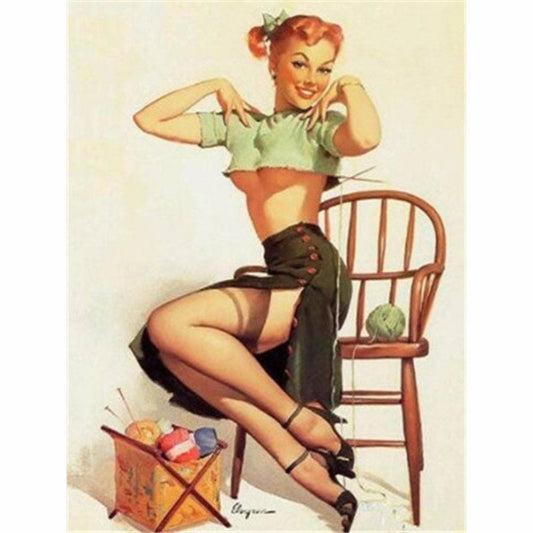 Malen nach Zahlen - PinUp beim stricken Der Malennachzahlen shop