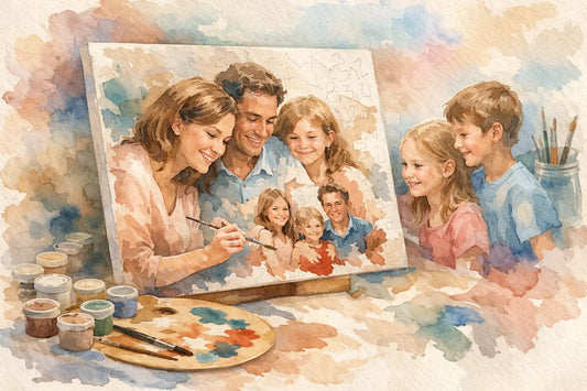 Familienfoto malen nach Zahlen erstellen