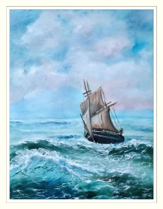 Malen nach Zahlen - Sailboat on the open Sea