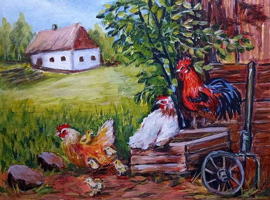 Malen nach Zahlen - Rooster and Chicken