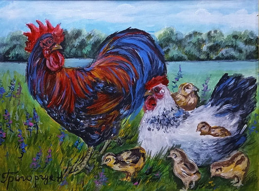 Malen nach Zahlen - Rooster and a hen