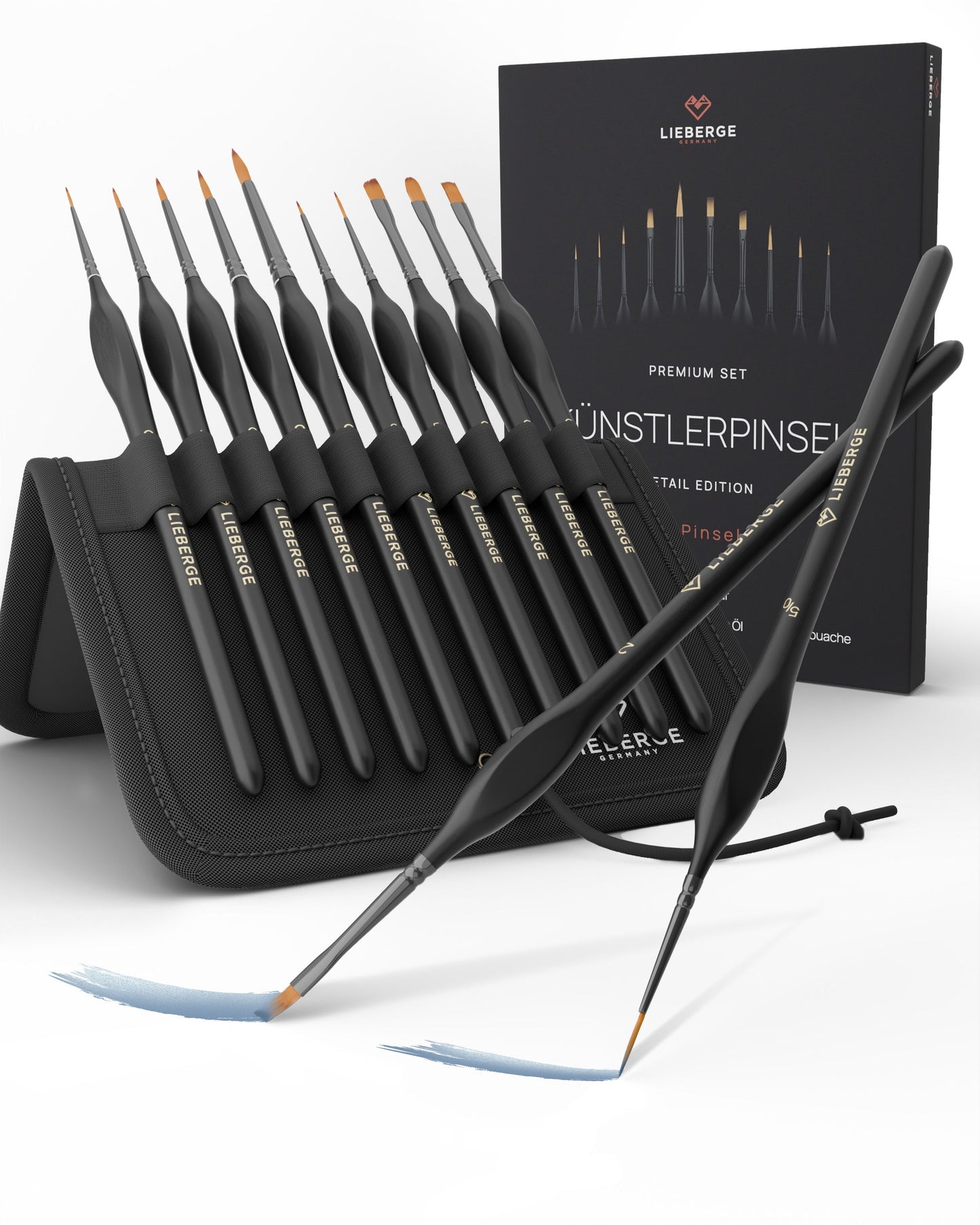 LIEBERGE Künstlerpinsel-Set DETAIL EDITION (10 Pinsel) im Aufstell-Etui
